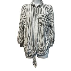 Vixbe Women’s Size M Striped Thompkins Front Tie Front Blouse Top